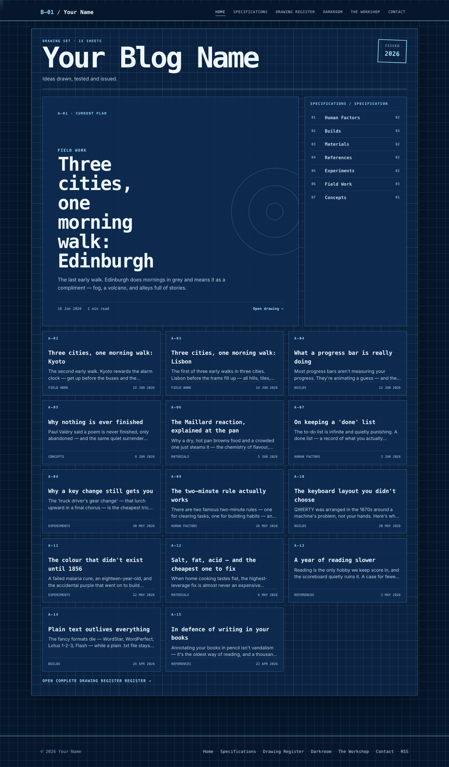 Blueprint Workshop website layout