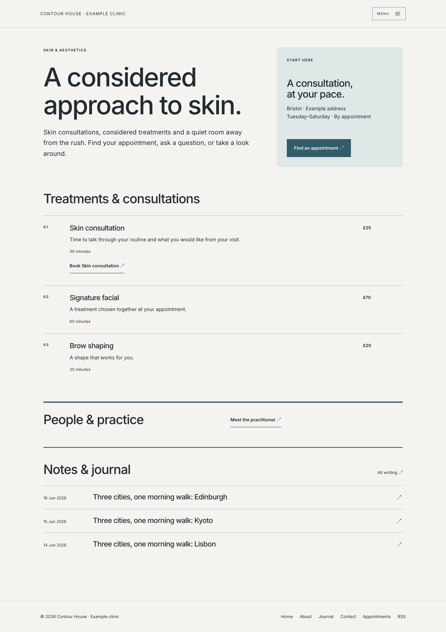 Contour website layout
