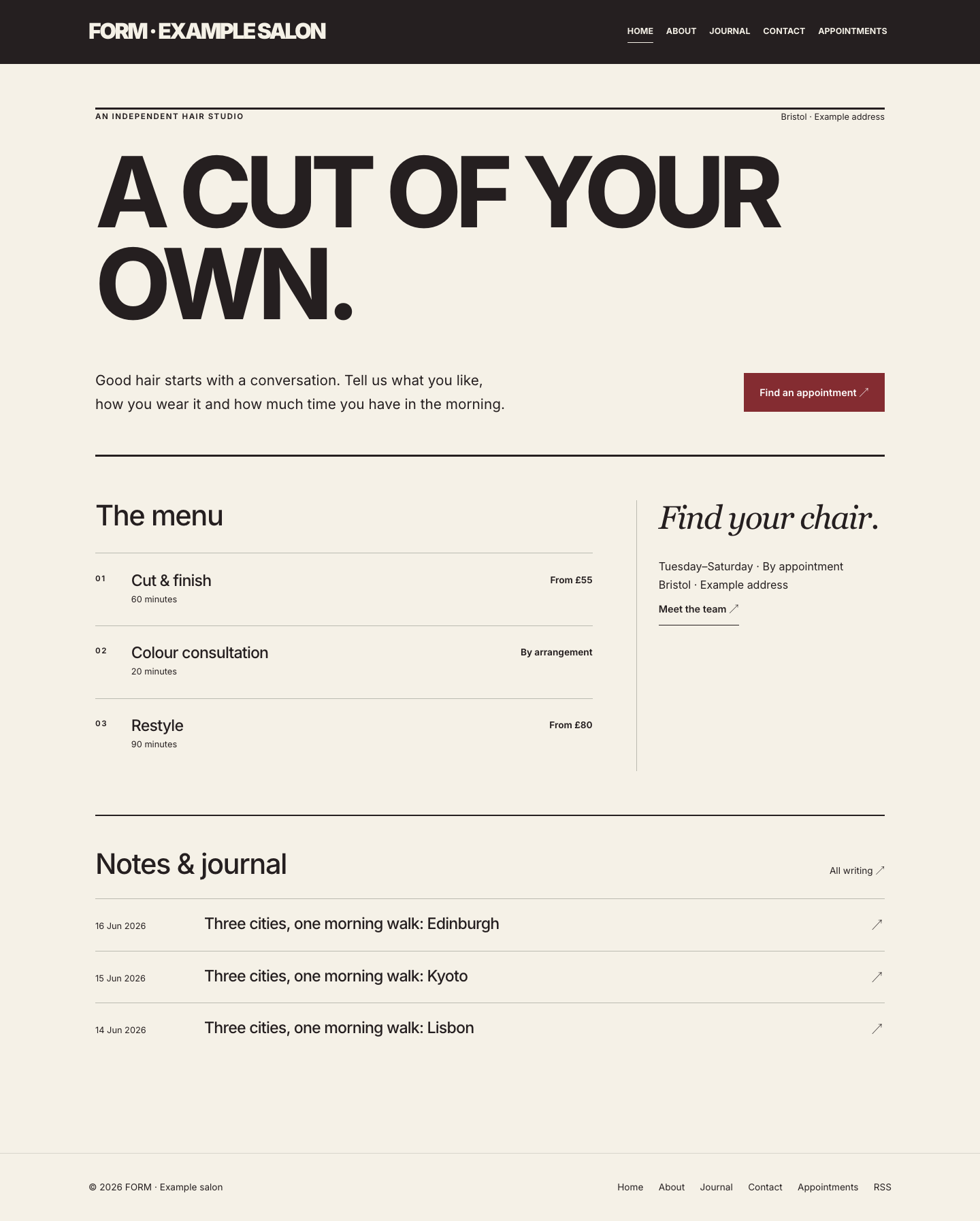 Cut website layout