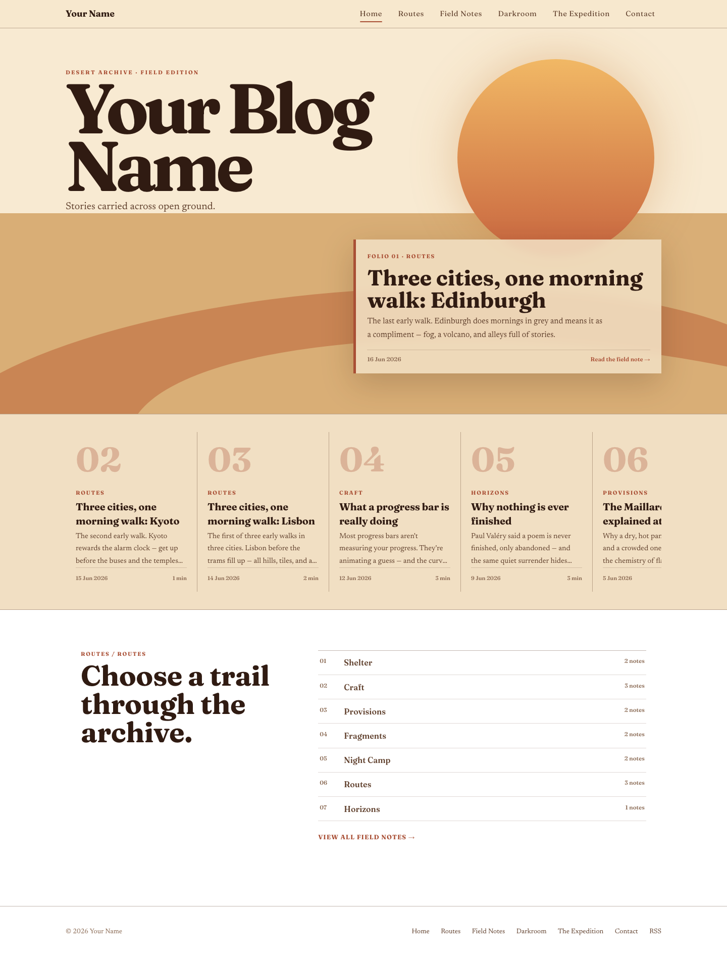 Desert Archive website layout