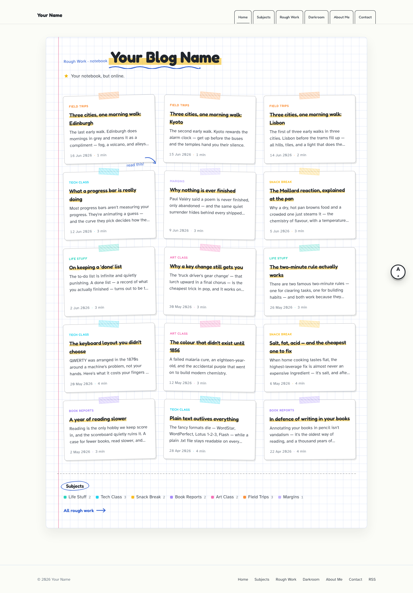 Doodle website layout