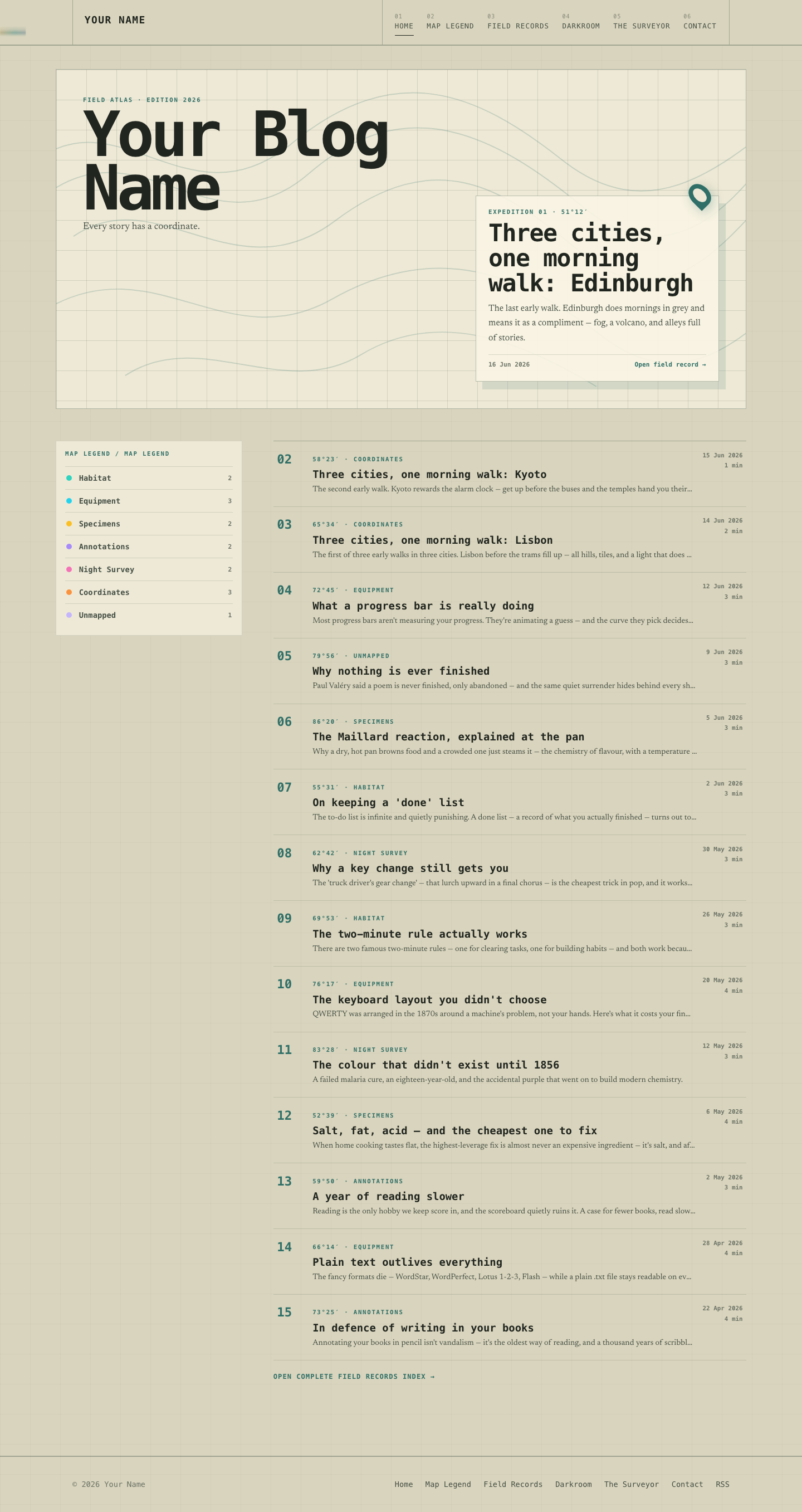 Field Atlas website layout