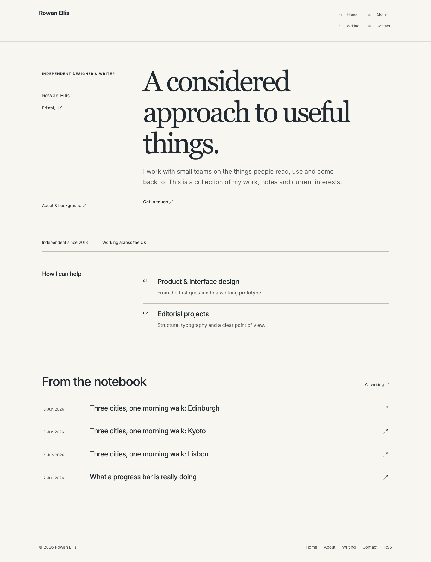 Folio website layout