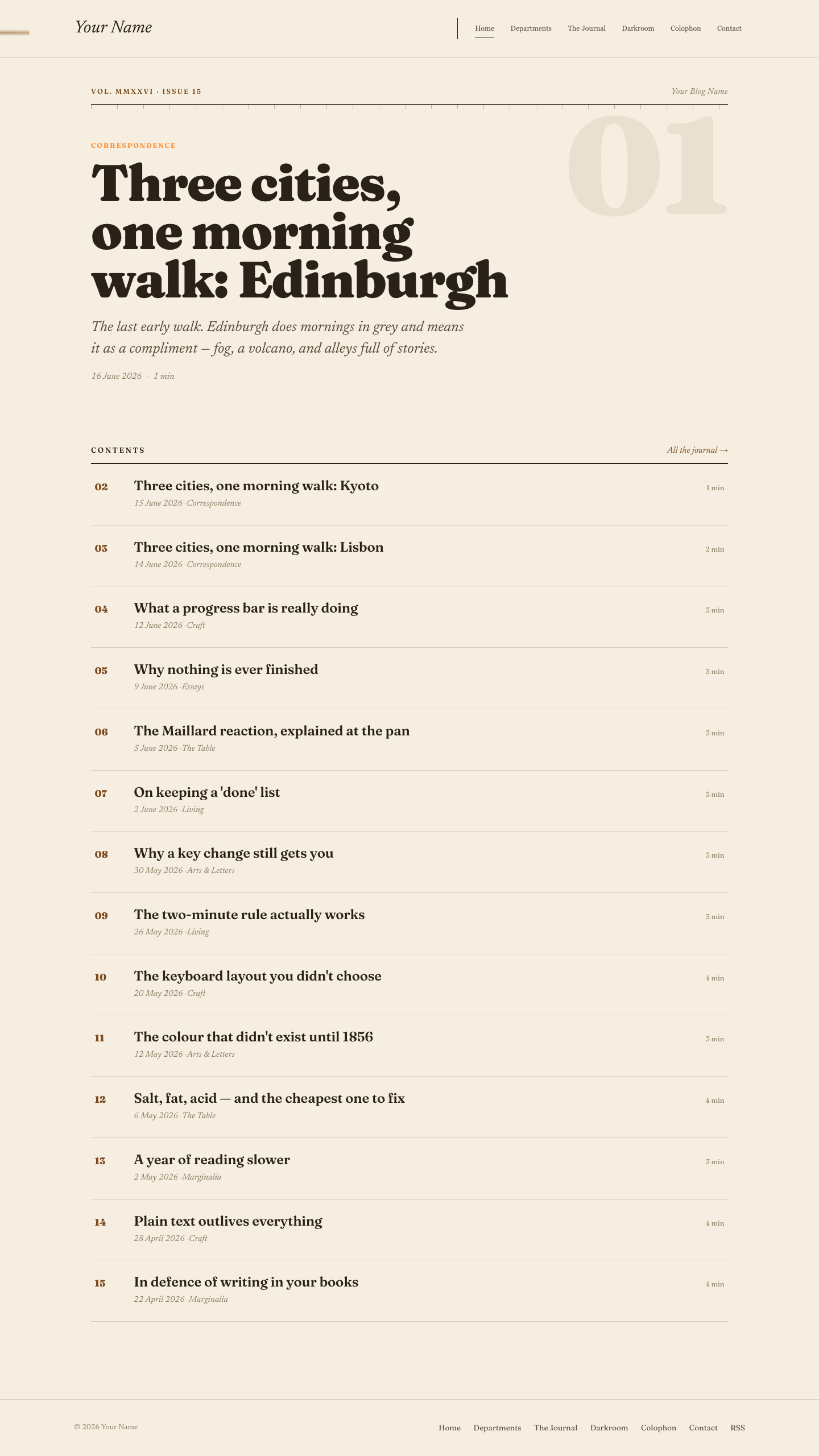 Journal website layout