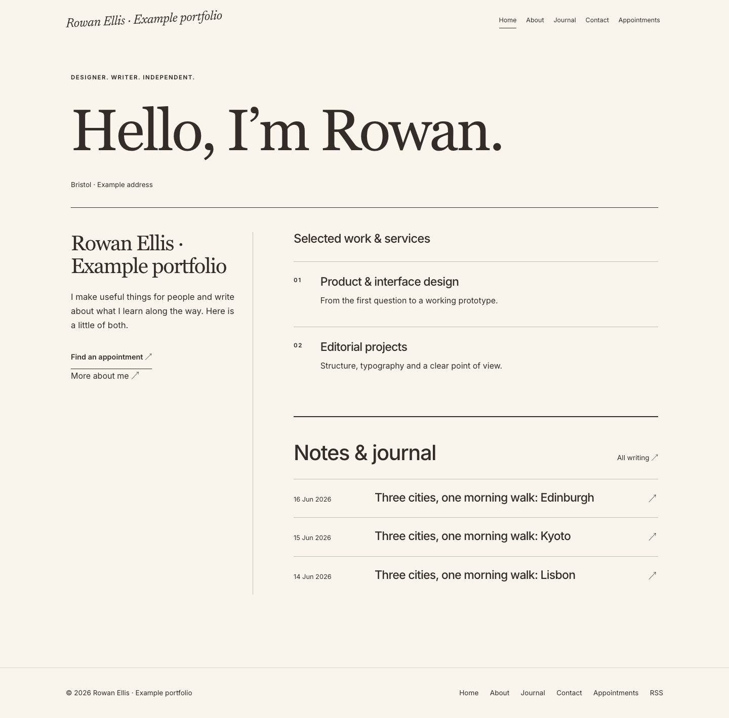 Portrait website layout